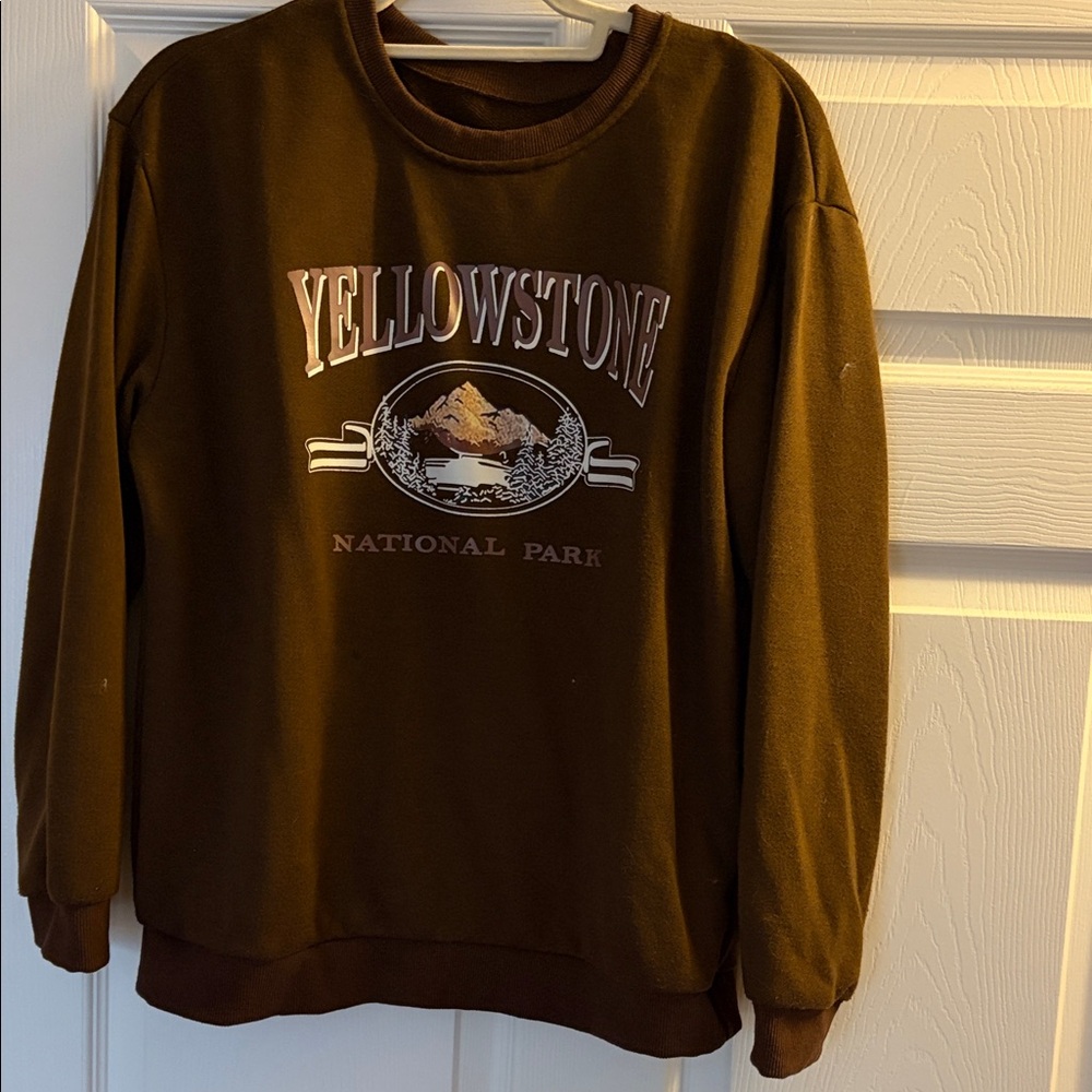 Yellowstone National Park Crewneck Sweater - Brown